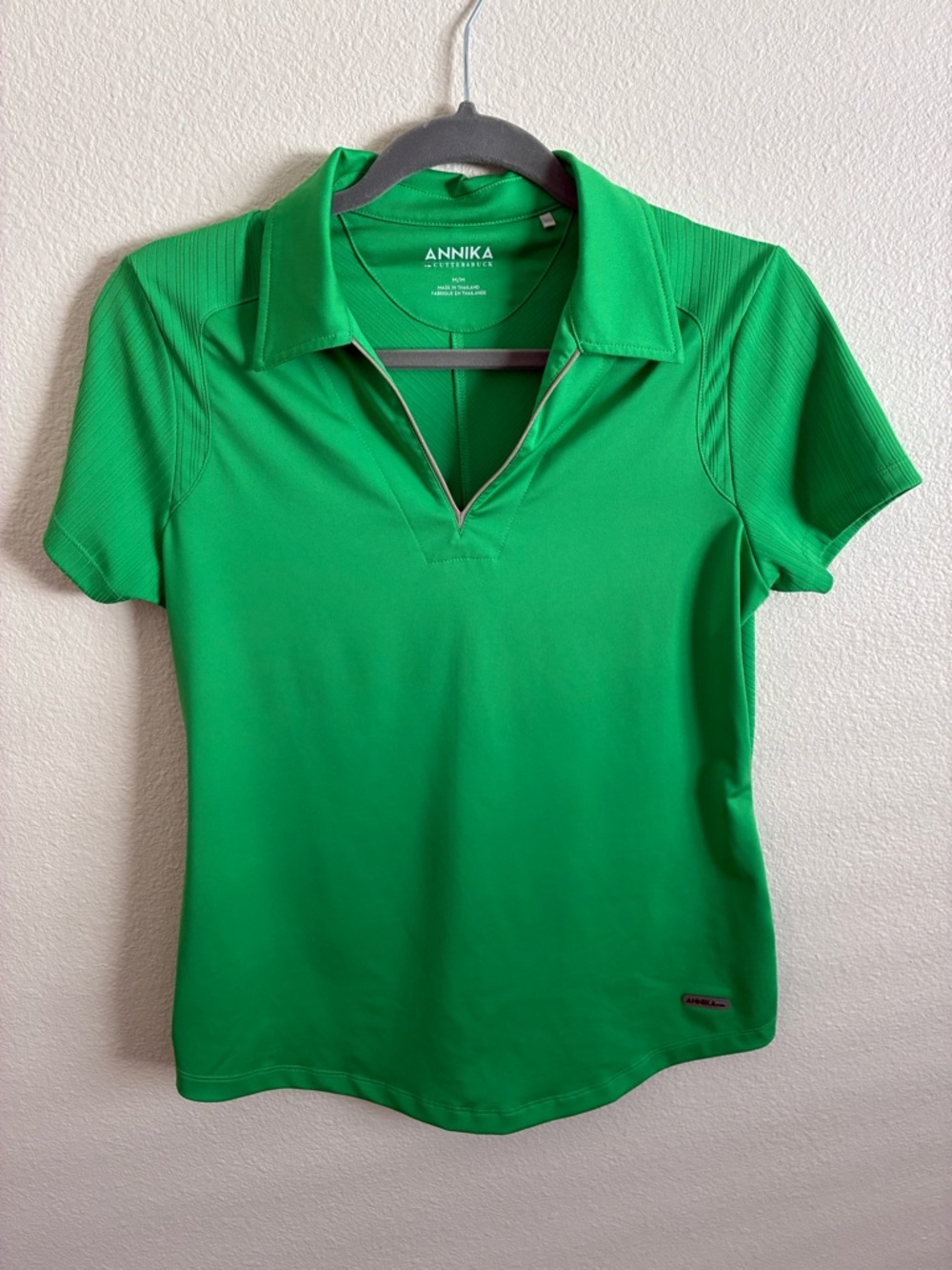 ANNIKA Activewear Women's Green Short Sleeve Polo Top